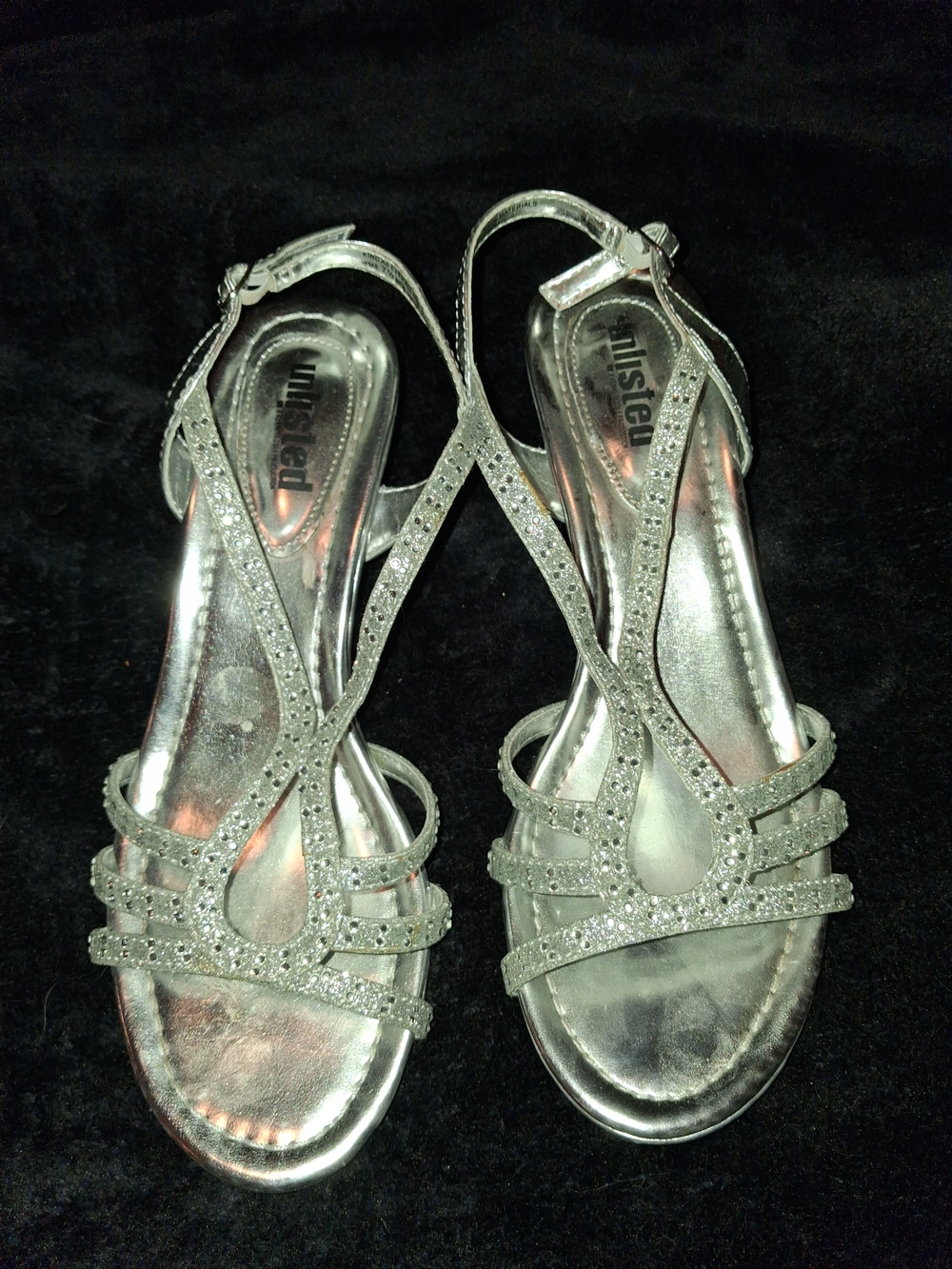 Unlisted Silver Glitter Strappy Heels